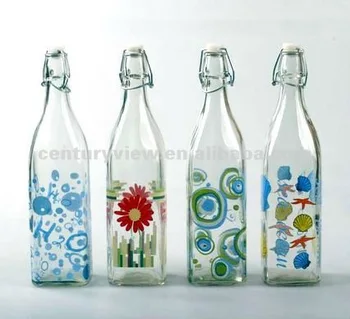 1l Balançoire Hermétique Carré Peinture Verre Bouteille Deau Buy Bouteille Deau En Verrebouteilles En Verre En Grosbouteilles En Verre Vides