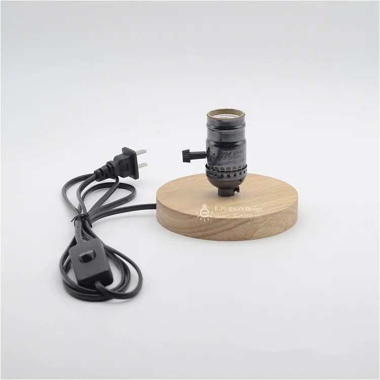 Lighting Vintage Industrial Table Light Edison Bulb Wooden Desk Lamp