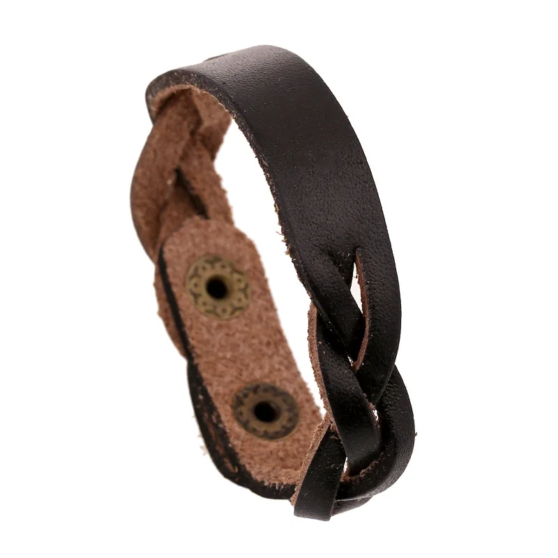 

Hot Sale Customizable Engrave Genuine Leather Woven Bracelet, N/a