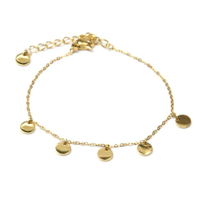 Gold Boho Dainty Jewelry Stainless Steel Tiny Coin Bracelet