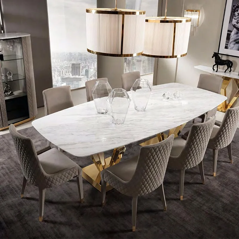 Marble Top Gold Stainless Steel Dining Table Set Base Buy Gold Dining