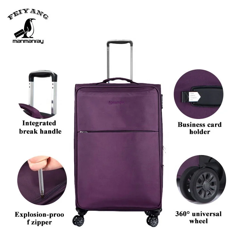 

Light weight custom designer luggage bags case soft fabric travel suitcase soft nylon trolley suitcase