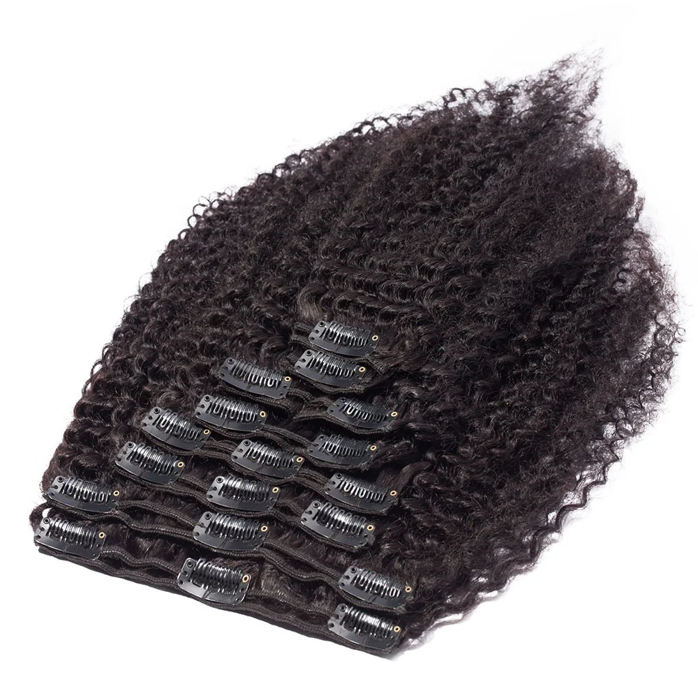 

Snoilite Afro Double Weft Thick Clip in Kinky Curly 100% Virgin cuticle aligned Human Hair Extension