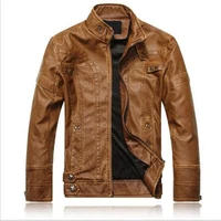 

Fashion Mens genuine motorcycle PU jackets Long Sleeve Winter bomber leather jacket