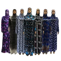 

fashion print Muslim lady thobe dress with hijab