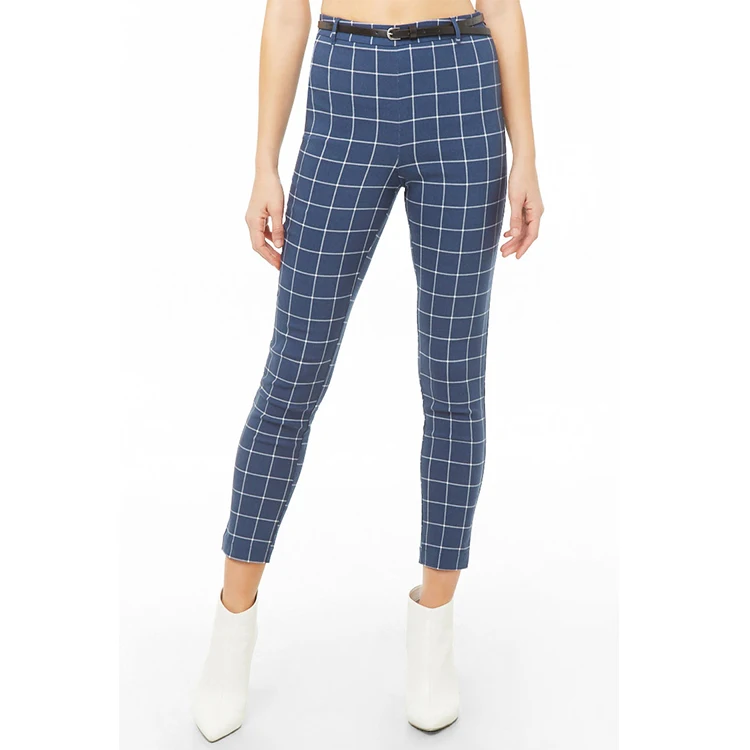 high waisted plaid trousers
