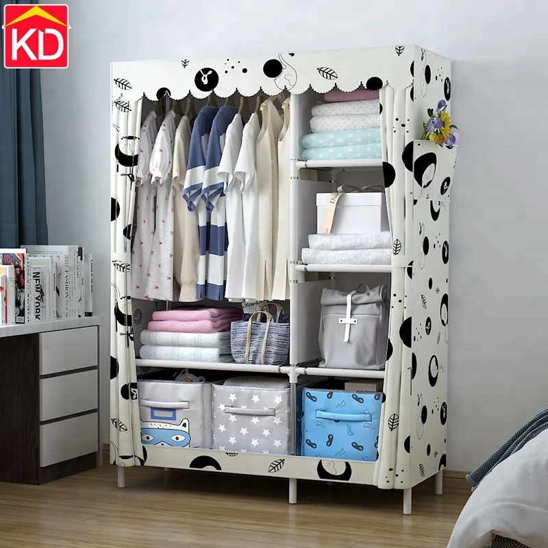 
Simple style wardrobe non-woven folding assembly large cheap corner bedroom closet wardrobe 