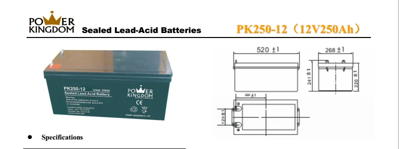 Deep Cycle Solar Battery 12v 250ah AGM / GEL Battery for Super Long Life