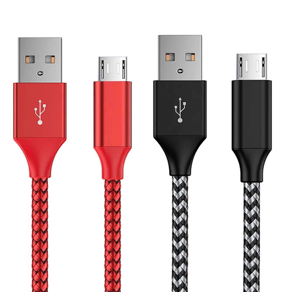 

New Fashion Design Cloth Braid Usb Data Charging USB Cable For Android smartphone, Red