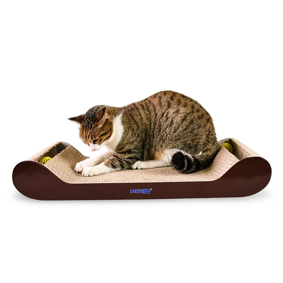 

DEKU- Interactive Ball Toys for Pet Cat Scratcher Boards Cardboard Scratch Lounge Sofa Bed with catnip free