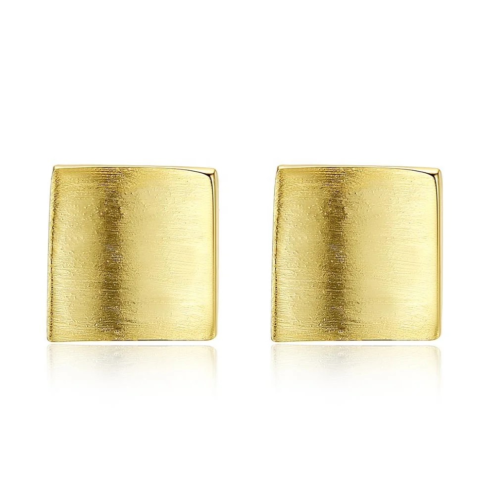 

CZCITY Fashion Stud Earrings Square Gold Earring for Women High Quality Silver 925 Earrings