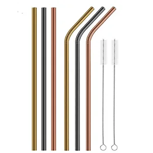 Image of For sale 10.5inch 8mm stainless steel straws curved wholesale