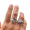 2pcs/set Adjustable Alloy Punk Rings Jewelry Animal Vintage Silver Shark Ring Set Silver Rings For Men