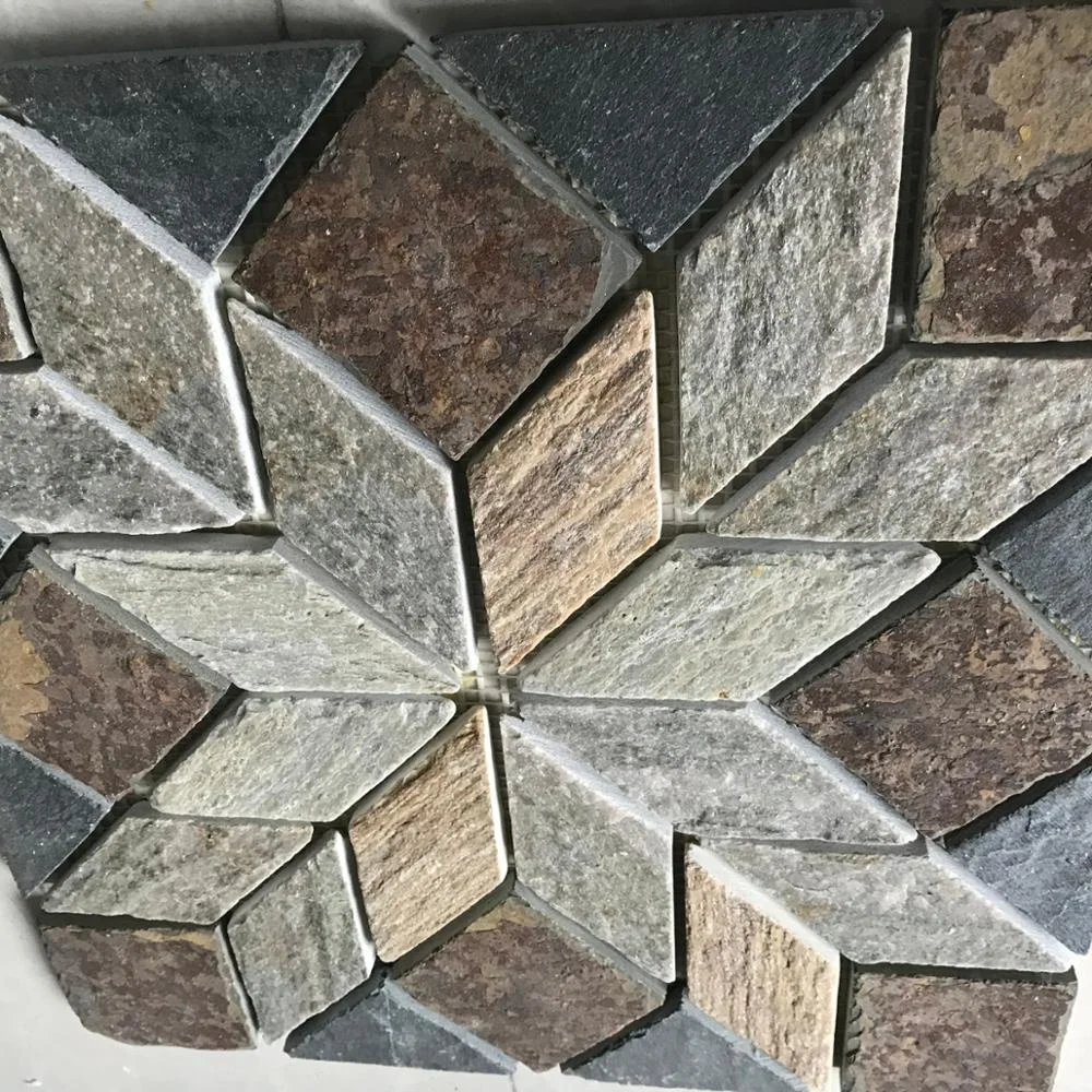 China natural mesh backing slate stone mosaic wall and floor tiles