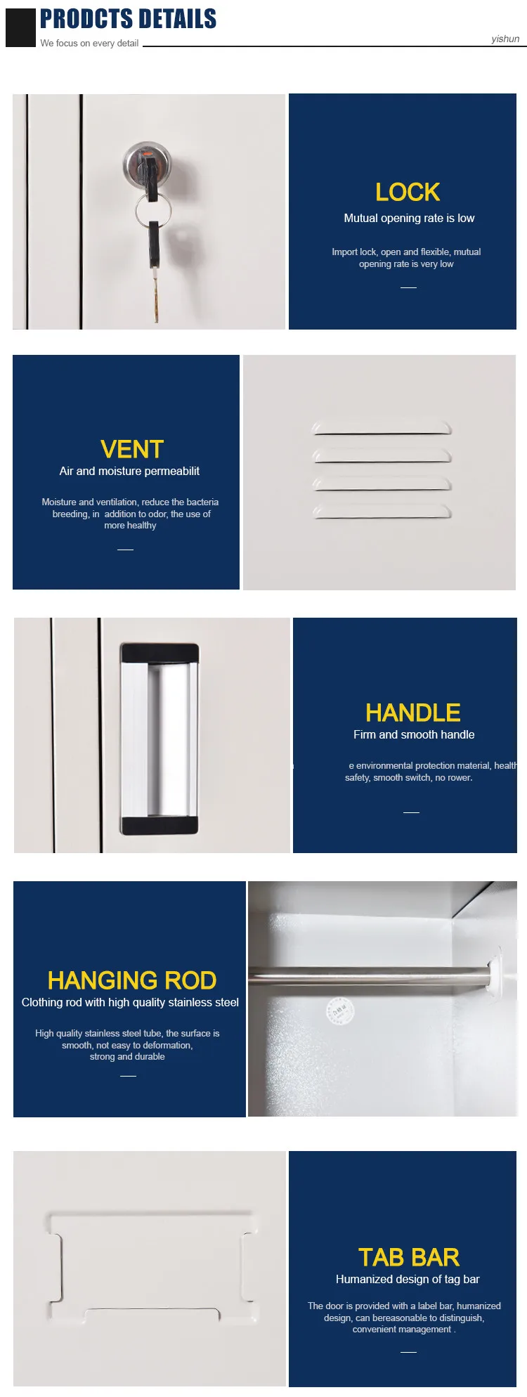 Classic 3 door bedroom furniture/school steel locker /gym metal clothes cabinet wardrobe