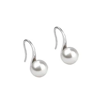 

Popular High-heeled Shoes 925 Sterling Silver White Round Natural Pearl Earrings Jewelry