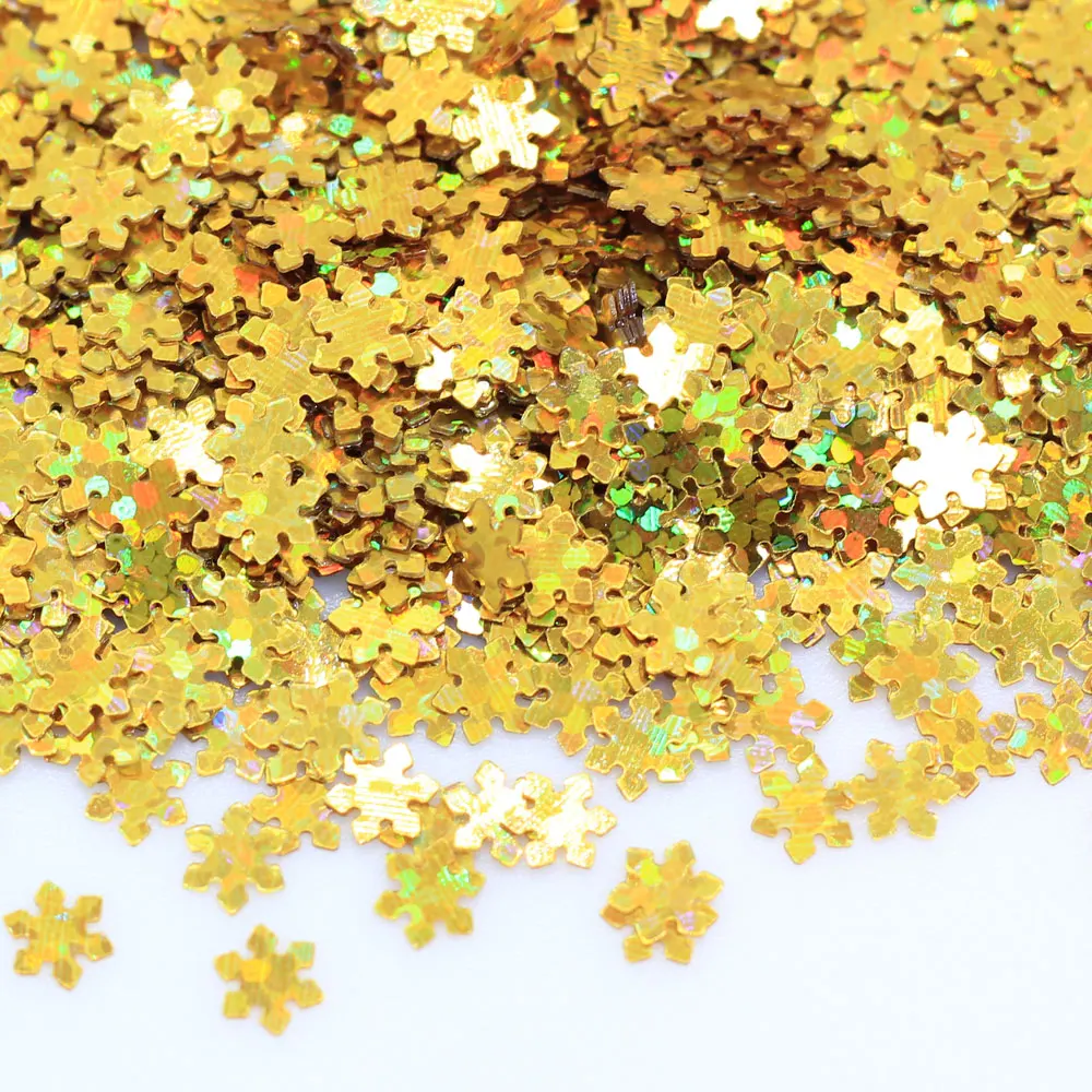 

Wholesale Bulk Gold Snow Flakes Glitters Iridescent Confetti 3d Nail Art Christmas Ornament Sequins