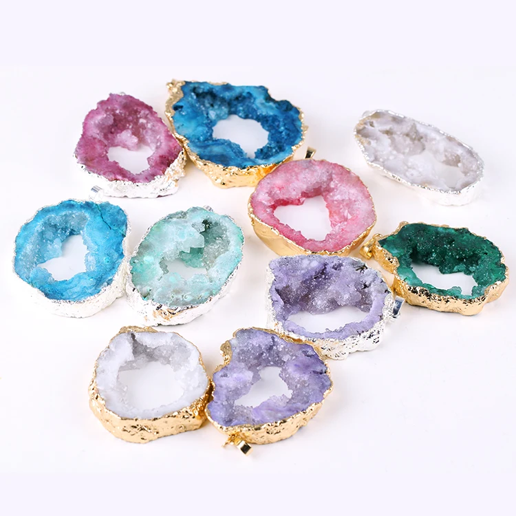 

Yase Chinese Pendants for Jewelry Making Manufacturer Natural Druzy Quartz Clusters Stone Agate Gem Geode Slices Pendants