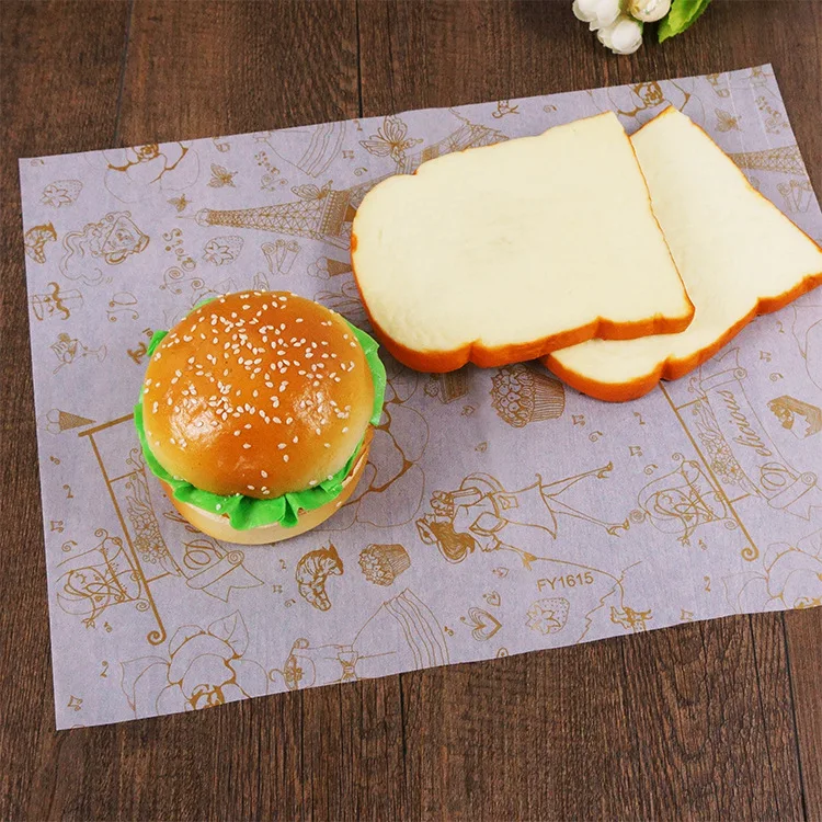 Wholesale Custom Food Grade Greaseproof Sandwich Burger Wrapping Wax Paper Parchment Paper Wood Pulp Offset Printing Virgin