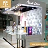 High end makeup stand wooden mall kiosk design cosmetic shop furniture
