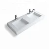 Factory prices discount double basin large wall hung bathroom solid surface resin stone sink rectangle marble wash hand basin