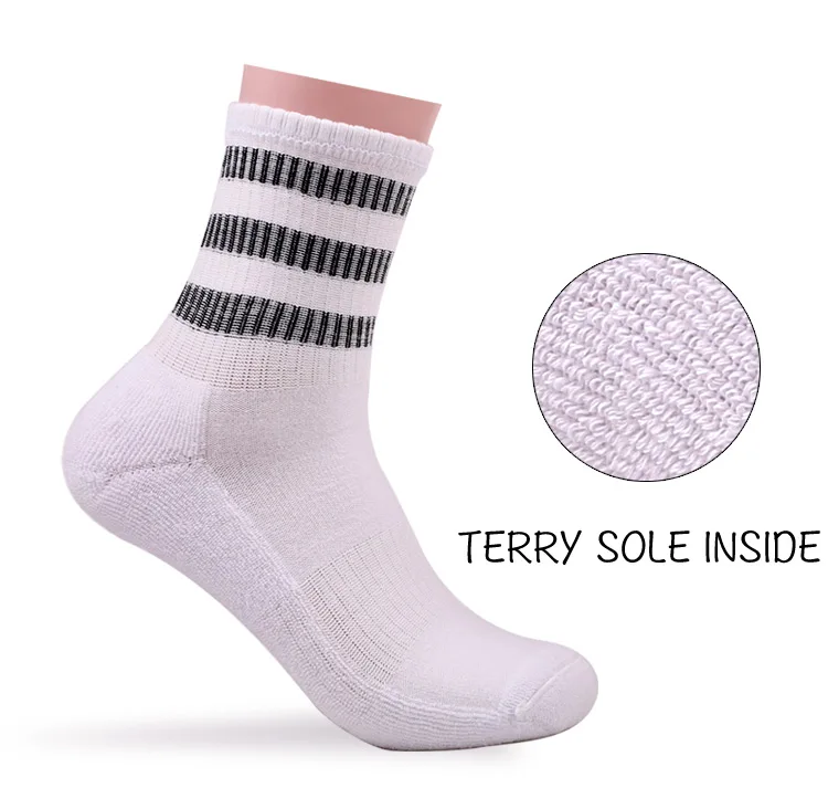 Ins Plain White Long Socks For Men Cushion Waisttied Breathable Cotton