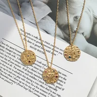 

New Arrival Dainty Gold Coin Zodiac Pendant Necklace 12 Constellations Jewelry Horoscope Necklace for Women Gift