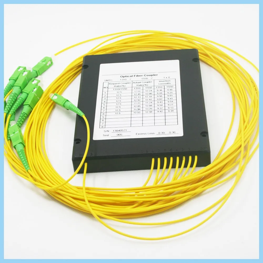 1x8 Optical Splitter With Sc Apc Connector Abs Fiber Optic Plc Splitter