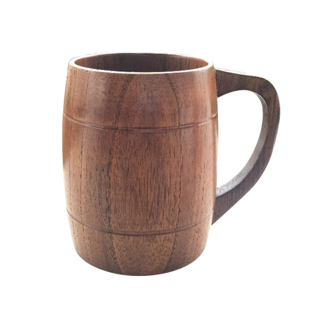 

100% Real Jujube Wood With Handle Beer Cup Coffee Mug Tea Cup