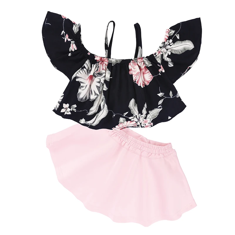 

children clothes girls 2pcs floral kids clothing dress fashion kids summer clothing, As picture