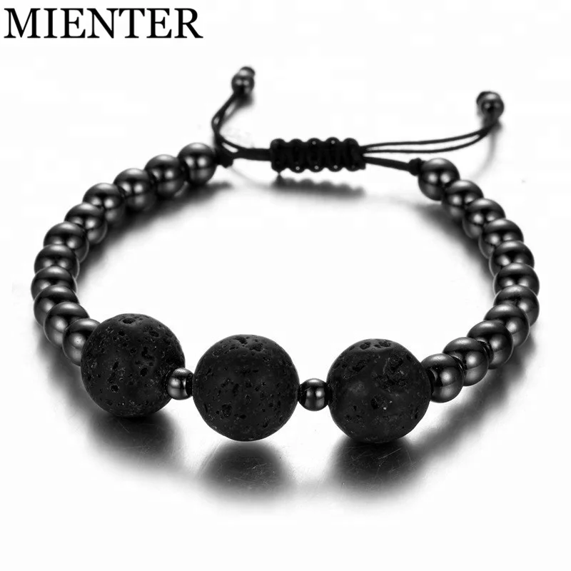 

Wholesale New jewelry  6mm copper beads fashion couple men charm CZ Aromatherapy lava stone bracelet, Picture