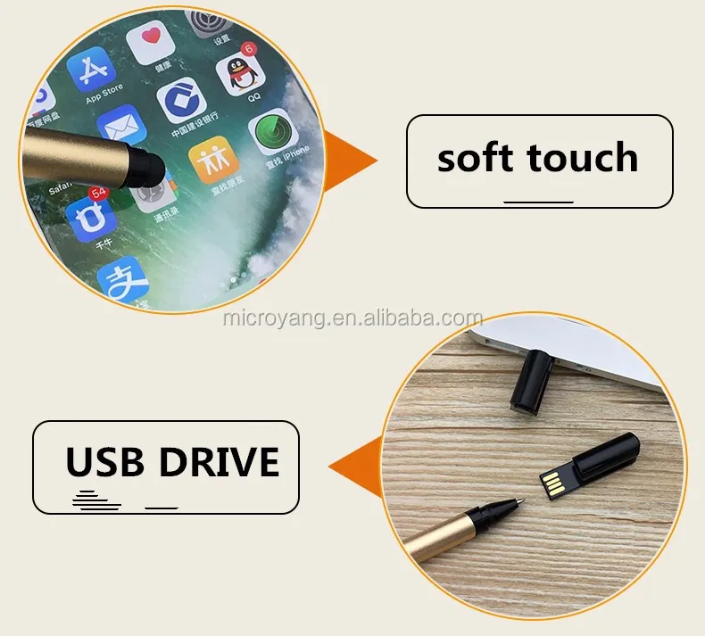 multifunction custom logo printing pen usb flash drive with stylus pen - ANKUX.COM