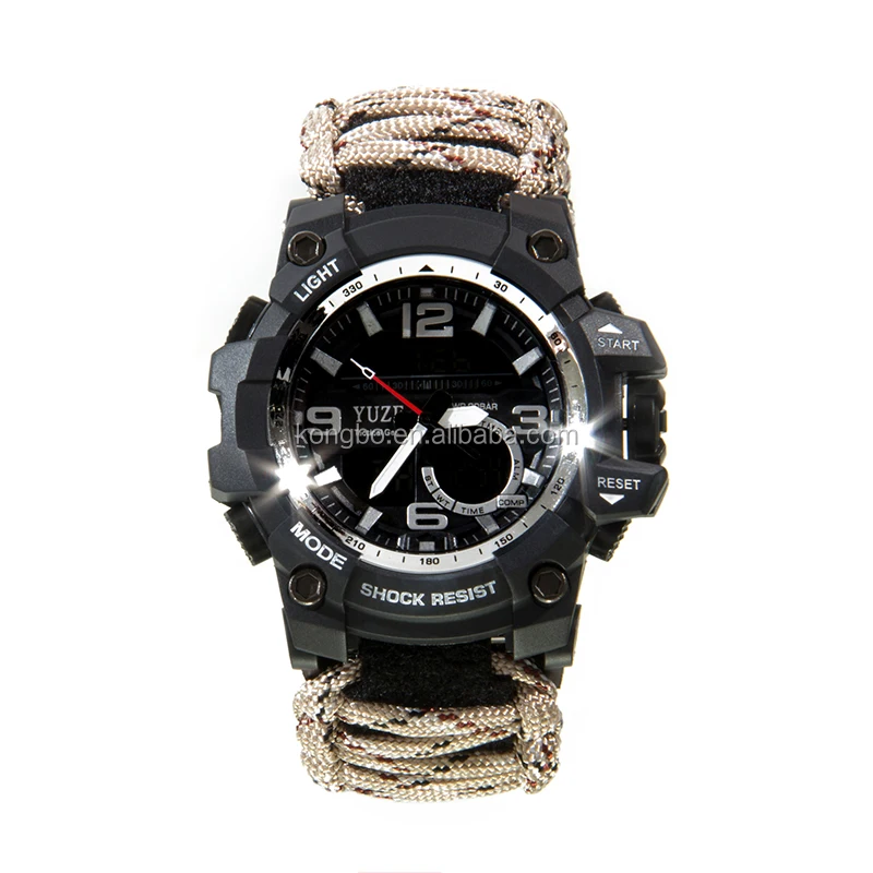 

KongBo G2 YUZEX High Quality Adjustable Multifunctional Military Waterproof Survival 550Ib Parachute cord Watch, Customized