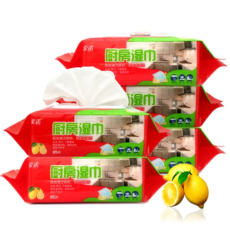 

OEM high quality spunlace nonwoven kitchen wet wipe wet tissue manufacturer, White color