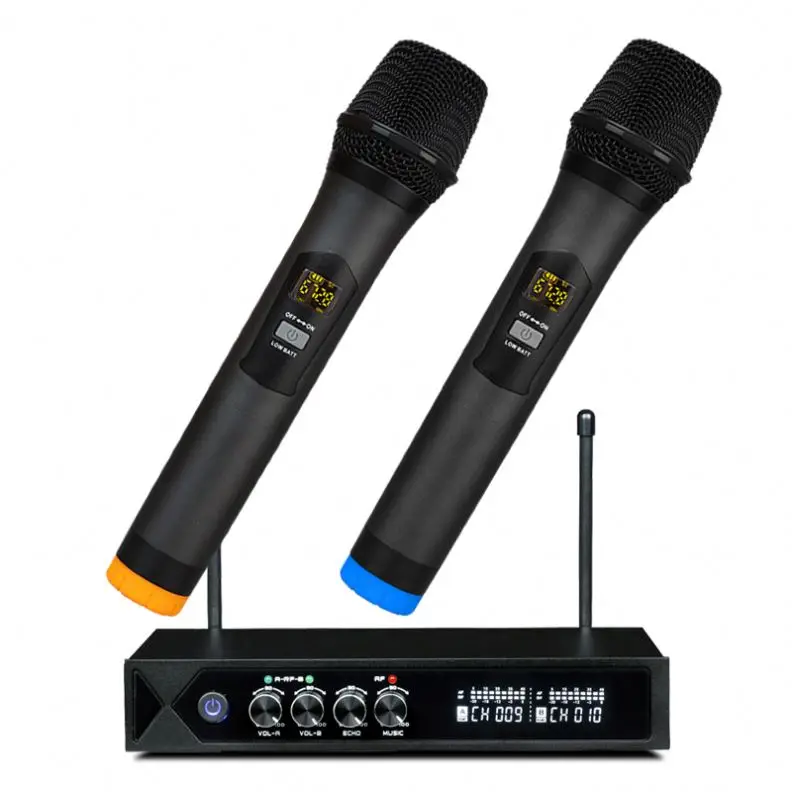 

2019 New Arrival Karaoke UHF Wireless bluetooth Microphone with Echo and music control, Black