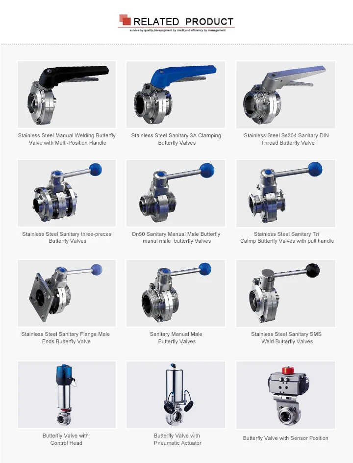Stainless Steel Sanitary Pneumatic Clamp Butterfly Valves