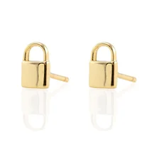 

LOZRUNVE Simple Design New 925 Sterling Silver Plain Lock Stud Earring