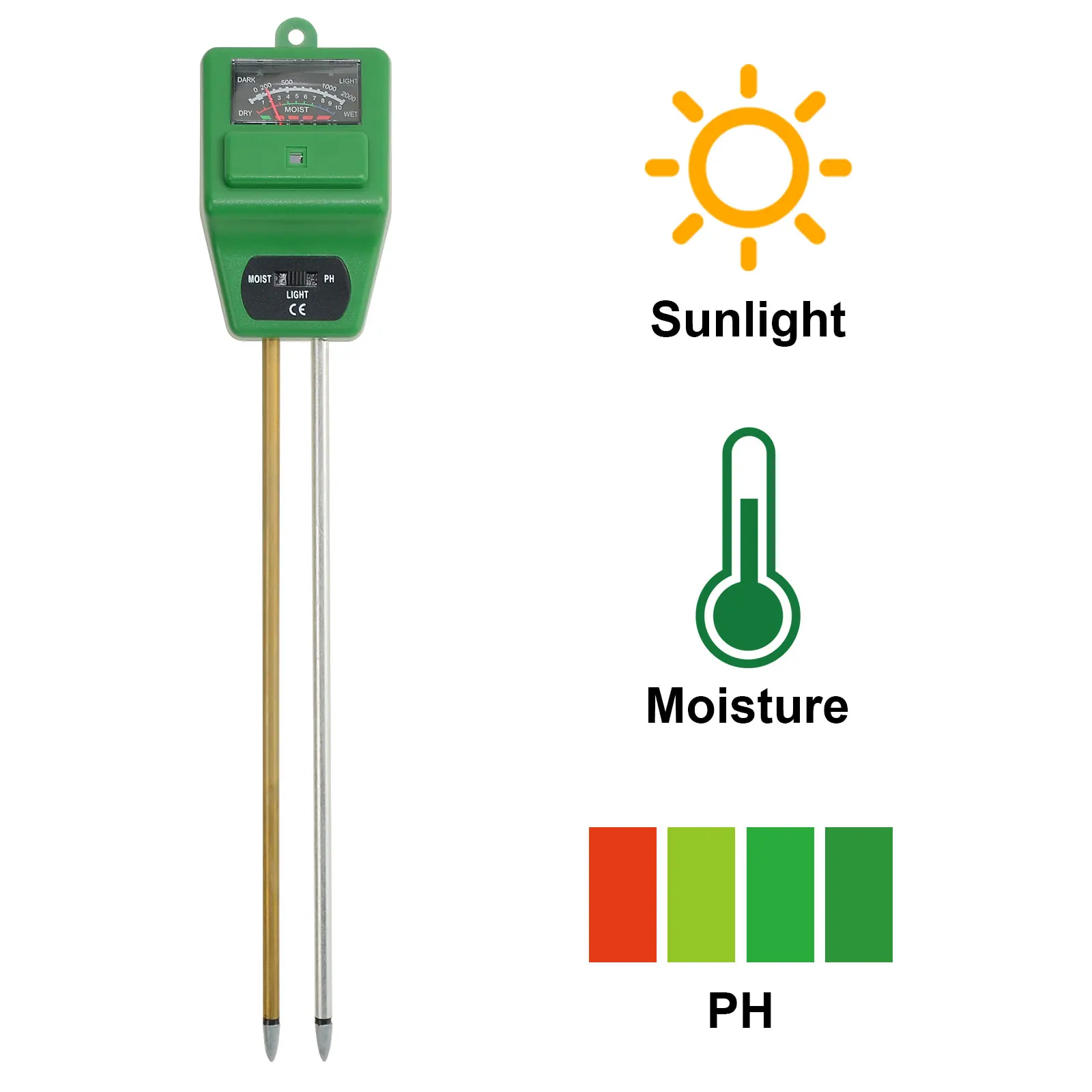 ETP300C 3 in 1 Moisture Light & PH Meter Available Photometer Portable Hygrometer Useful Acidimeter 