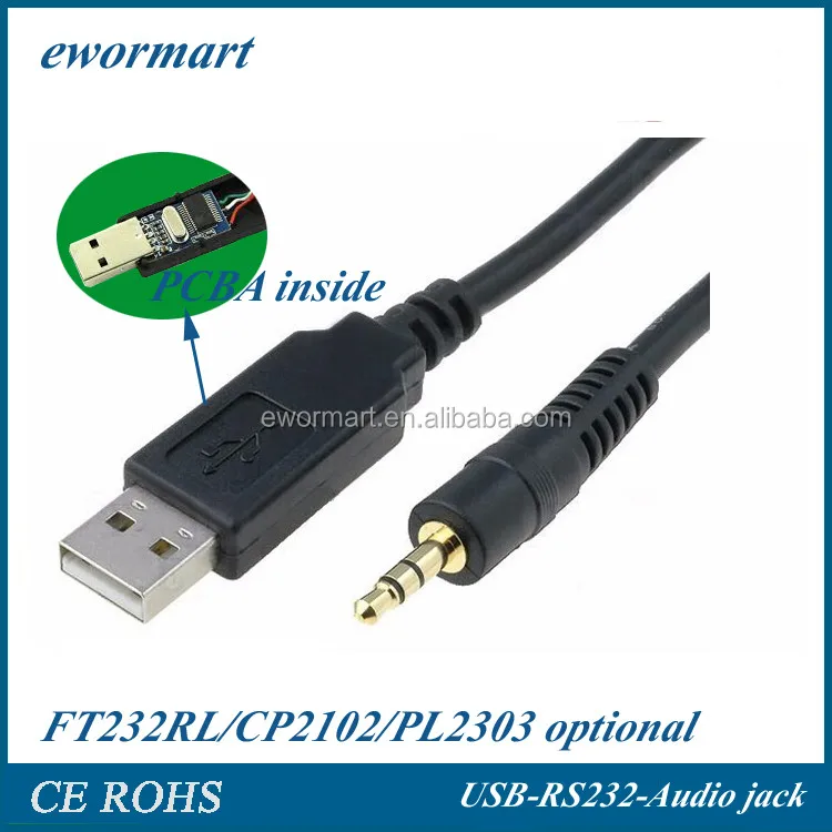 6ft Pl2303ta Usb Serial Rs232 To 2.5mm Audio Stereo Headphone Jack Plug