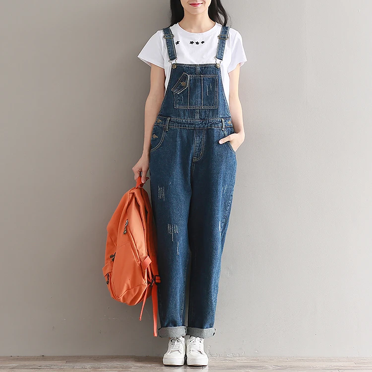 

YSMARKET Brand Jeans Women Jumpsuit Denim Romper Overalls Casual Long Trousers Vaqueros Basic Denim Pants Wide Leg Romper Female