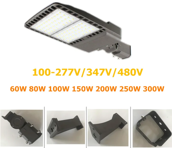 DLC 60w 80w 100w 150w 200w 250w 300w LED Street Light 5000k 5700k 6500k LED Shobox Light retrofit kit