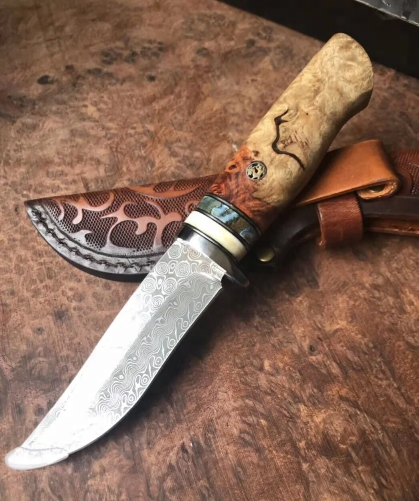 

Top Quality 110 Layers Damascus With VG10 Core Survival Knife hunting knife