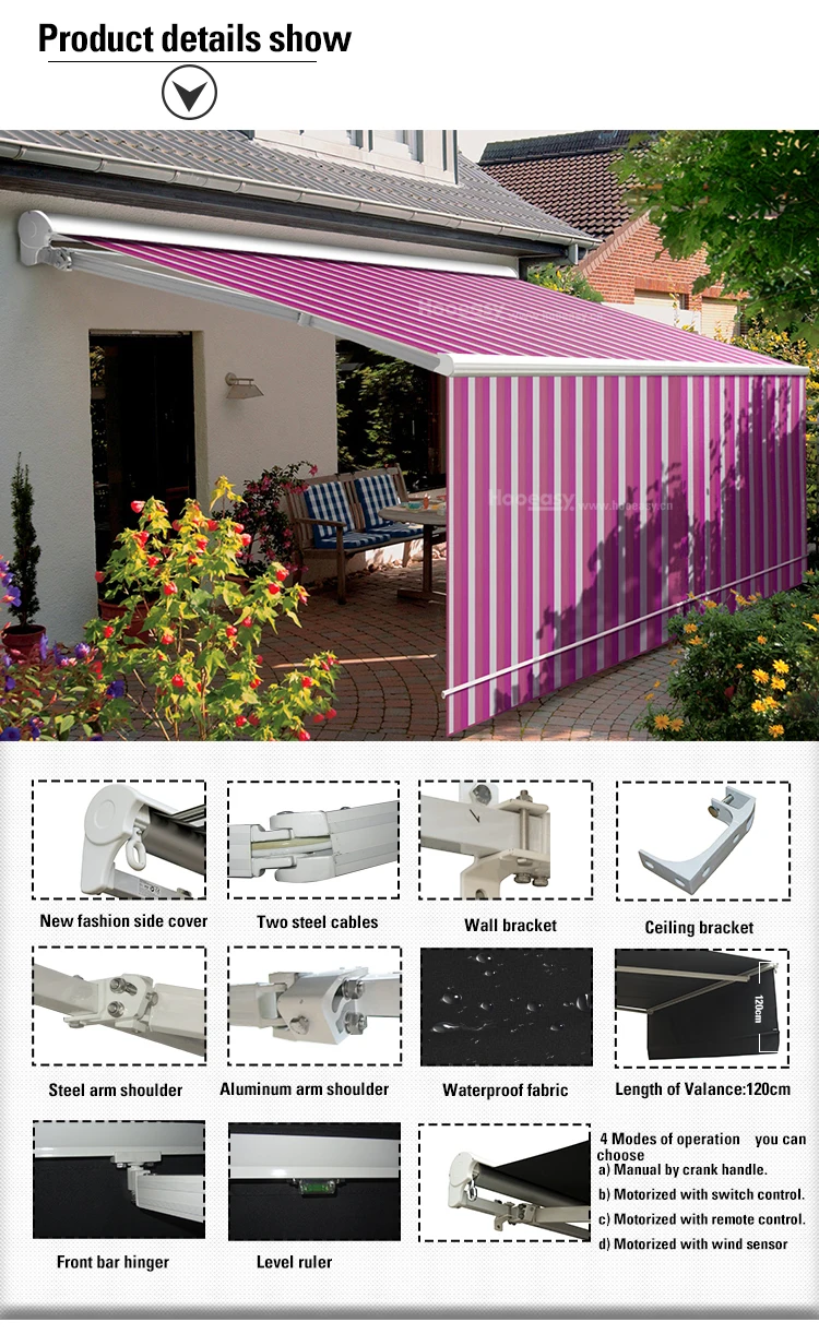 Homey Excellent Quality Professional Aluminum Sliding Roof Awnings