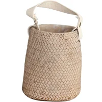 

Bamboo Weaving design Cement flower pots with handle for home decor