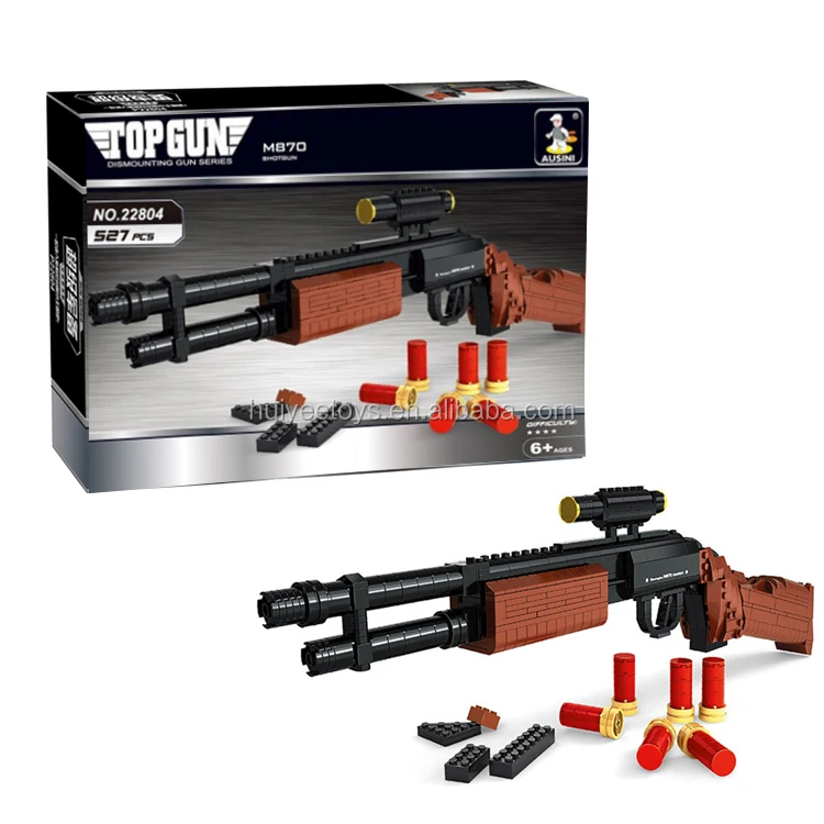 527pcs Plastic Military Building Block Machine Carbine M870 Ausini Fire