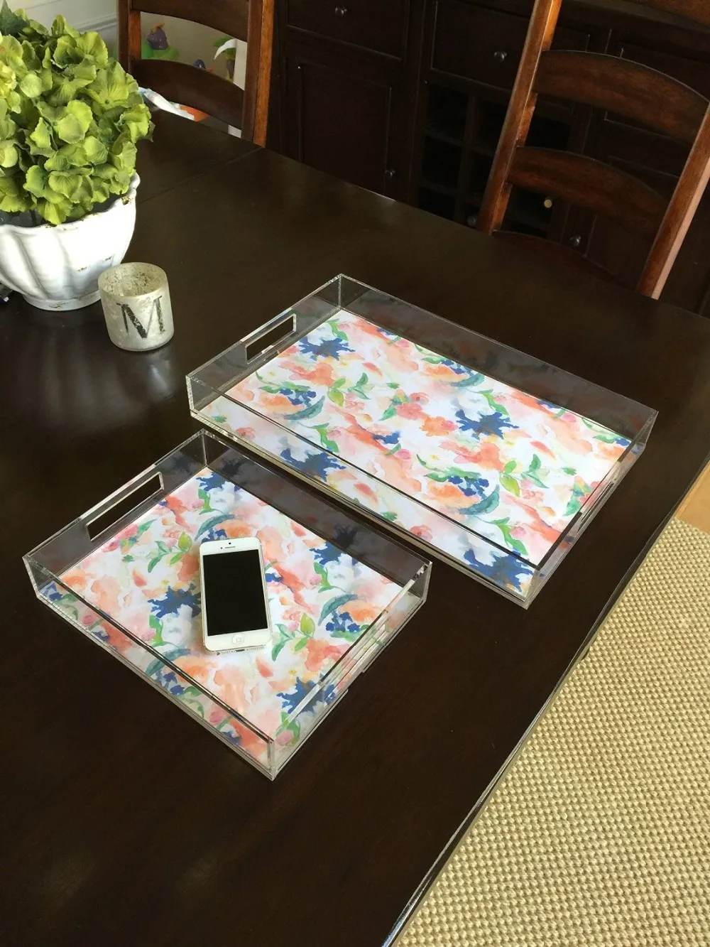 Clear Acrylic Serving Tray With Paper Insert On Bottom,8.5" By 11" Tea