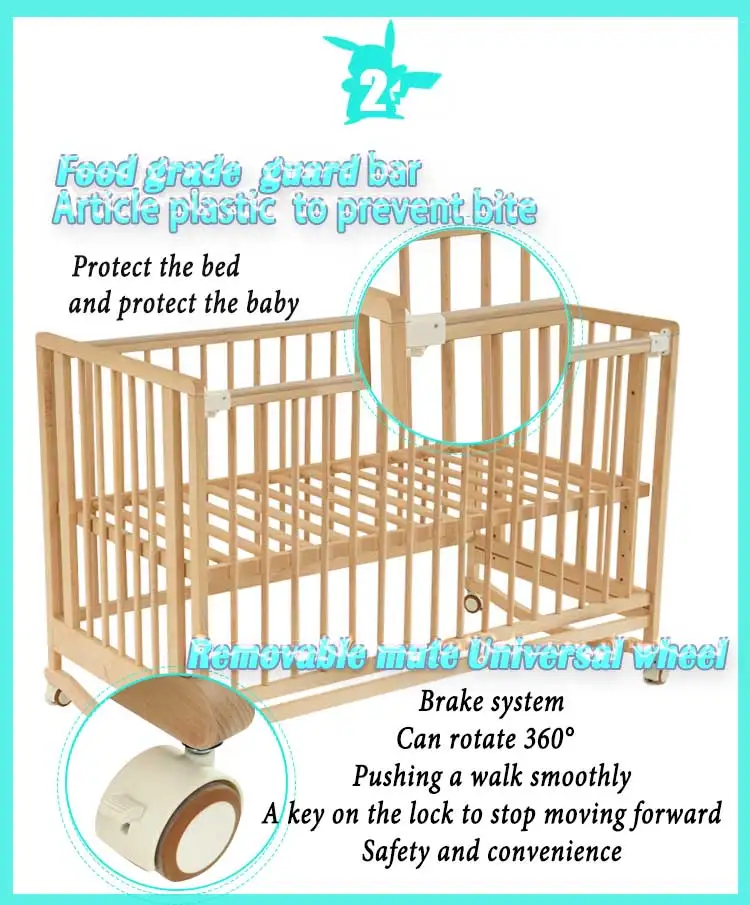 Fashion simple solid wood crib best safe newborn bed furniture wood products children's bed