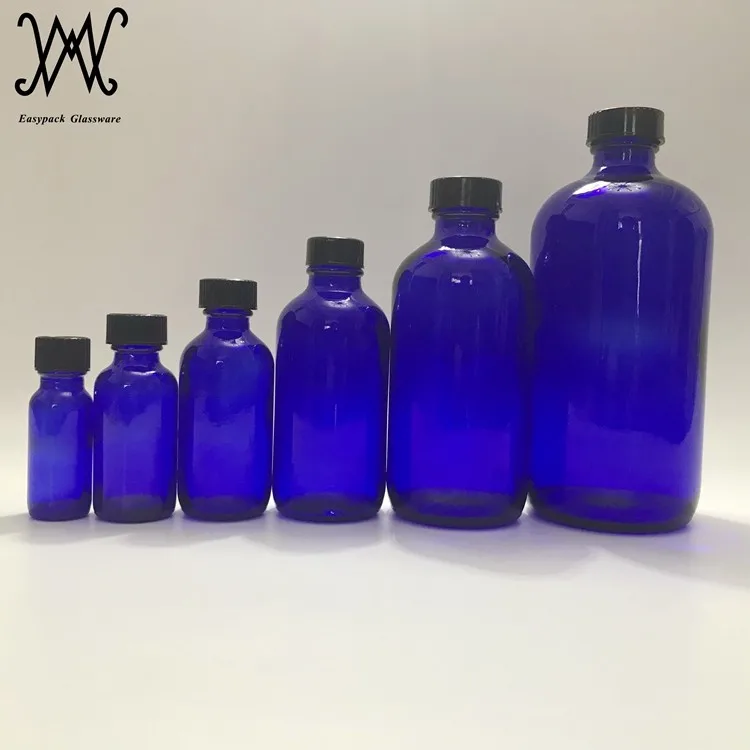15ml 0 5oz Cobalt Blue Glass Boston Round Bottles With Screw Top Cap For Essential Oil Buy