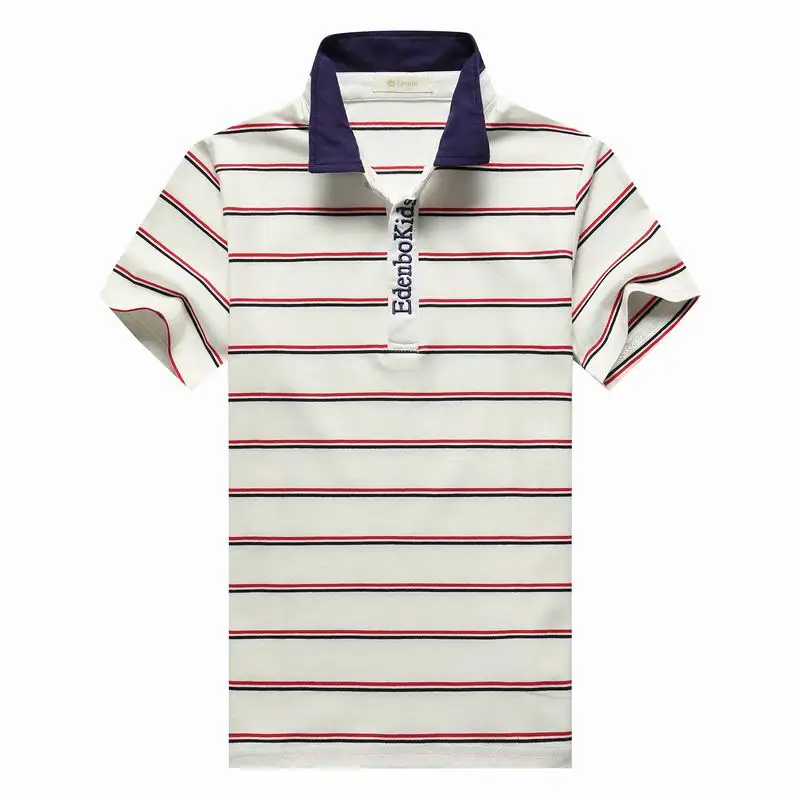 

High Quality Summer Short Sleeve Stripe School Tops White Children Polo T Shirt Kids Cotton, N/a