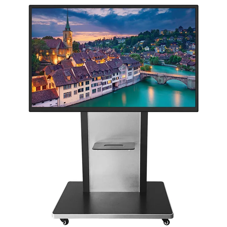 
42KG weight Custom 55 65 70 86 inch mobile tv stand tv cart furniture with wheels for interactive whiteboard 